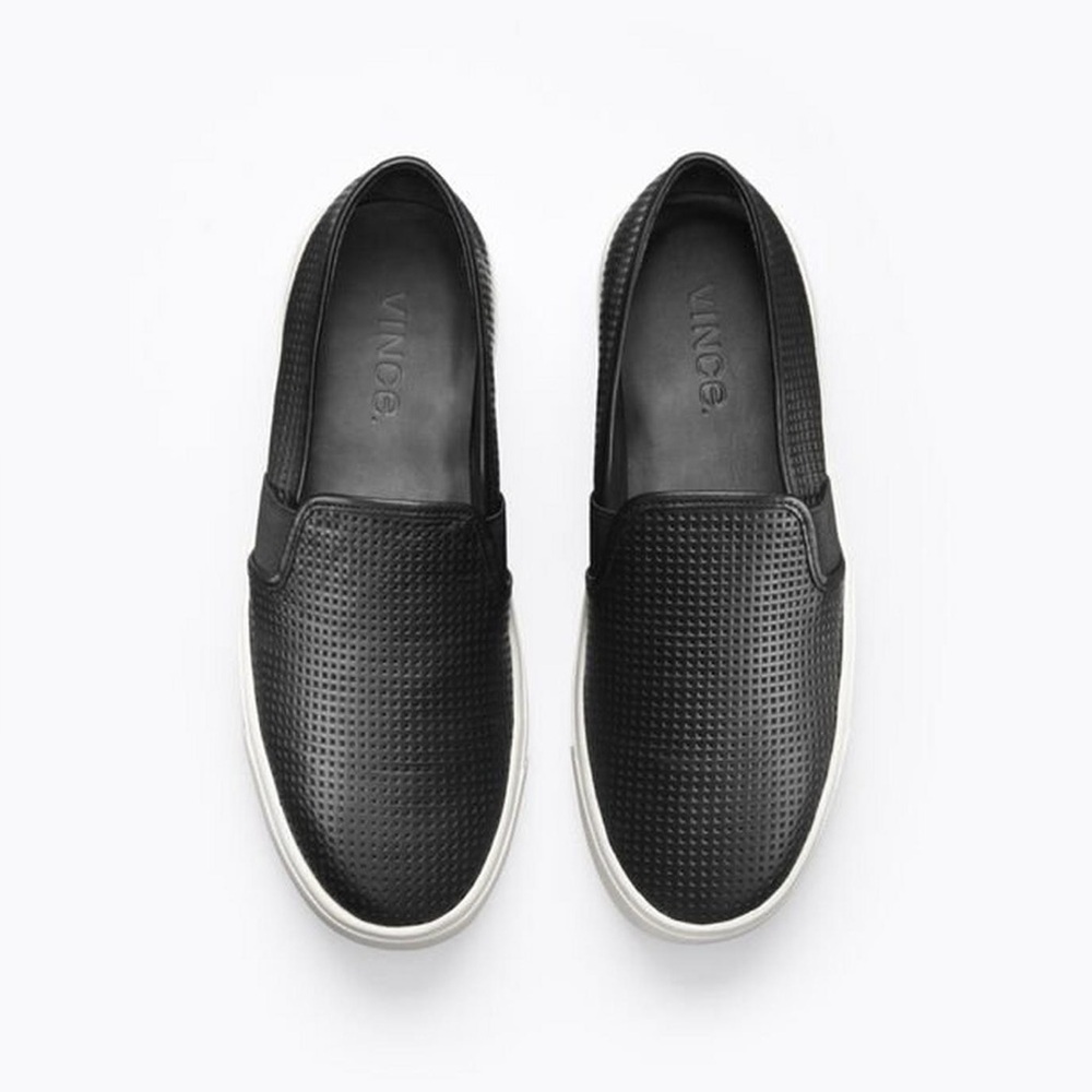 Vince Designer Black Perforated Leather Blair Sneakers Shoes Women’s Size 7